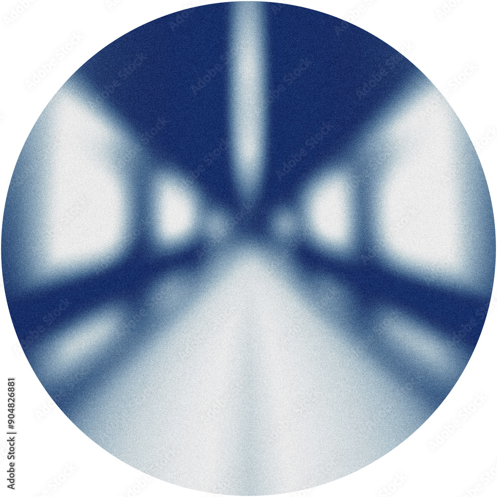 Poster Circular abstract design with grainy texture, featuring blue and white blurred lines creating a dynamic visual effect