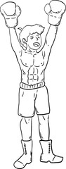 sketch boxer fight win , hand drawn sport training 
