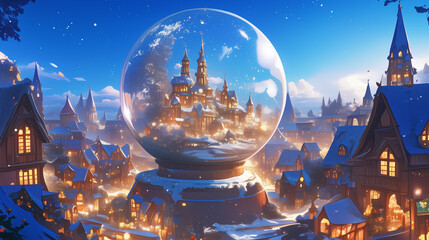 Obraz premium Inside the glass snow globe sparkling 