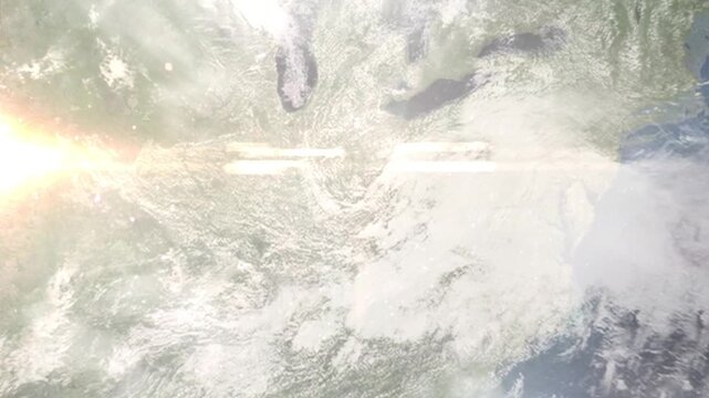 Earth zoom in from space and focus on Florence, Kentucky, USA. Background for travel intro or blog. Satellite view. 3D style Animation. Images from NASA.