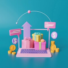 E-Commerce Growth and Digital Marketplace Expansion: A 3D Illustration