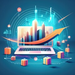 Obraz premium E-Commerce Growth and Digital Marketplace Expansion: A 3D Illustration