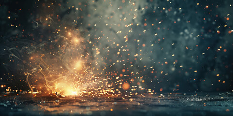 High-Tech Welding Sparks and Textured Steel Background in a Creative Industrial Setting