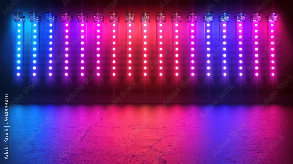 Poster a row of lights with different colors are lit up