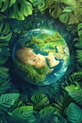 Earth surrounded by leaves