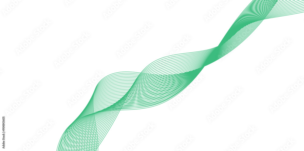Fototapete abstract wavy green stream element for design on transparent background isolated. green lines vector