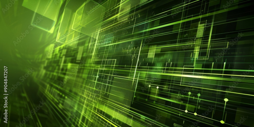Poster abstract green technology background for modern concepts with cyber data and nanotechnology trends