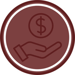 Income Vector Line Double Circle Maroon