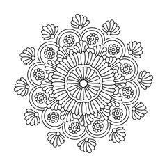 Elegant Simple Mandala line Drawing for print or use as Embroidery design