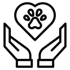 Animal Paw and Human Hand Icon. Animal Donation and care concept. Adoption of Pets, Shelter, Charity Icon.