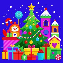 christmas card with gifts