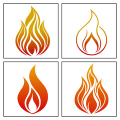 Fire Flame Vector Illustration Best Design, Icons, Flammable Symbol Silhouette Design for Graphic Design Element