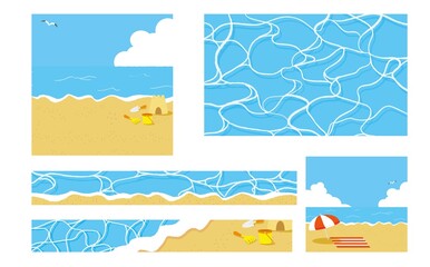 海のバナー用背景イラストセット