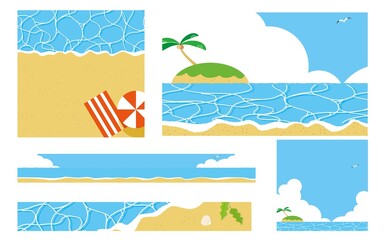 海のバナー用背景イラストセット