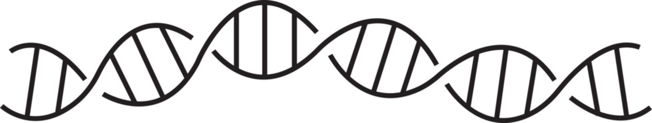 DNA icon. deoxyribonucleic Acid Vector outline Design. DNA sign template for web and mobile UI element. Spiral molecule medical bio tech vector illustration isolated on transparent background.