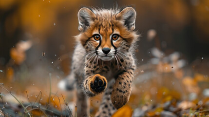 Obraz premium Baby Cheetah: Wildlife Portrait in Natural Habitat