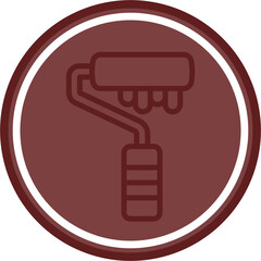Paint Roller Vector Line Double Circle Maroon