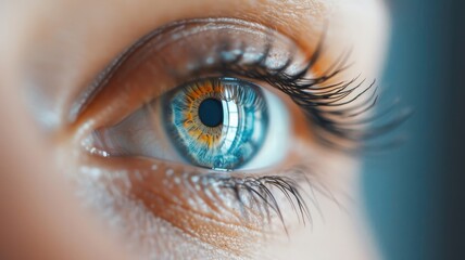 A photorealistic poster featuring a close-up of an eye undergoing laser vision correction.