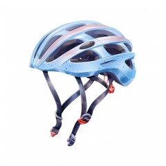 Fototapeta premium a bicycle helmet with a detailed design, rendered in watercolor style. Isolated on a white background