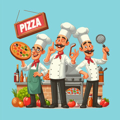 Chef cartoon cooking vector illustration