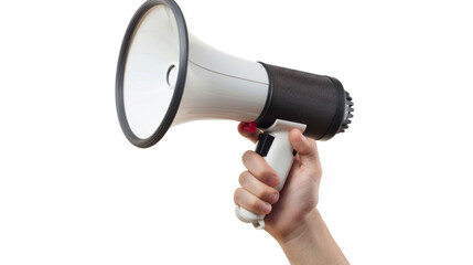 hand holding megaphone isolated on transparent background