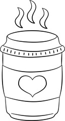 hot coffee cup vector doodle hand drawn outline