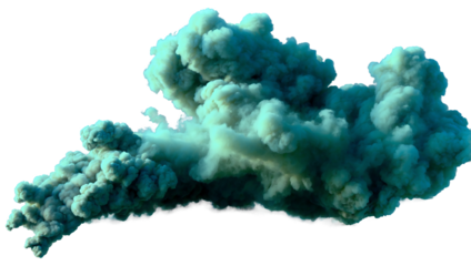 green smoke explosion isolated on white