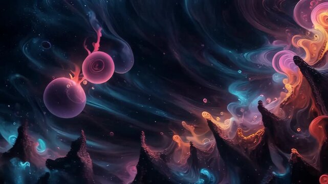 Fantasy flowing abstract background, space theme