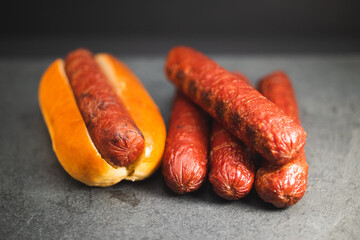 hot dogs sausages on a plate