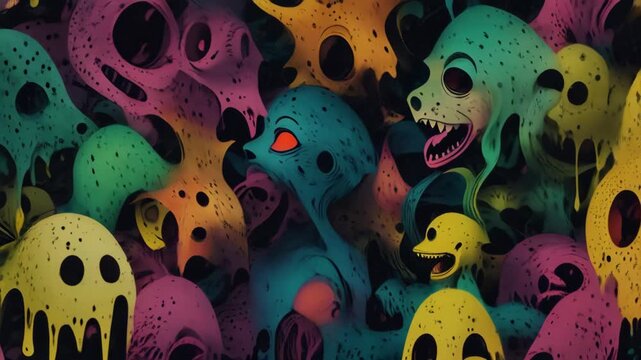 Hallucinations monsters art abstract surrealism animation, looping