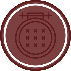 Embroidery Vector Line Double Circle Maroon
