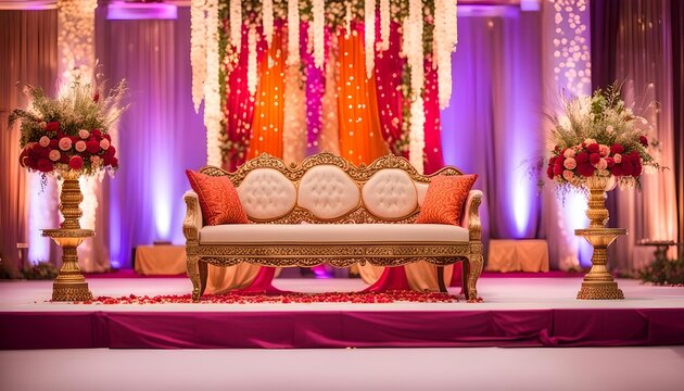 Chic Indian wedding stage with a modern twist on traditional decor