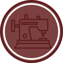 Sewing Machine Vector Line Double Circle Maroon
