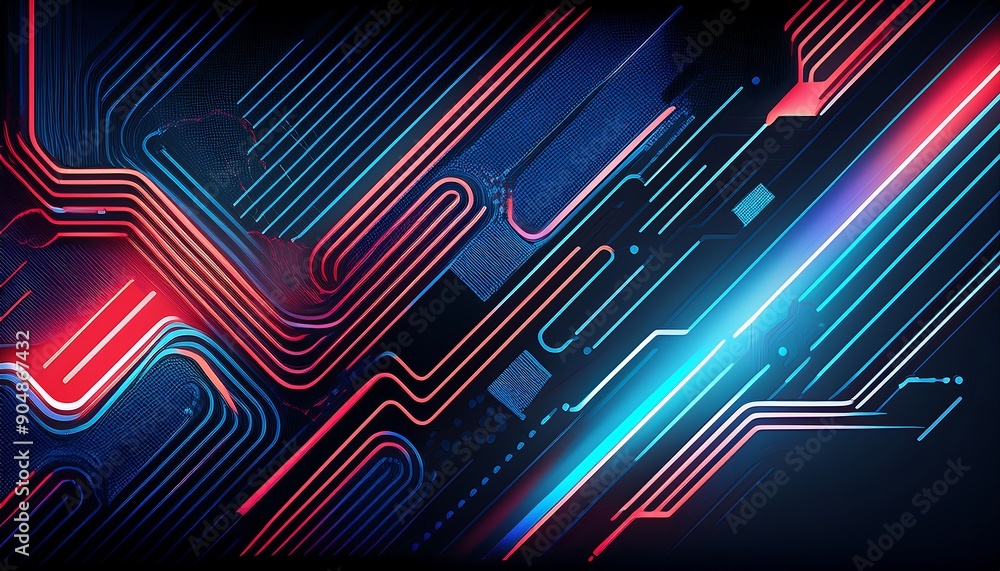 Poster background vector featuring a futuristic circuit board pattern