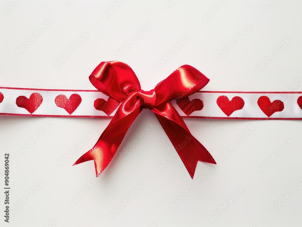 Sticker red ribbon with hearts