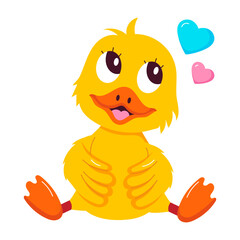 A flat style mascot of lovely duck dreaming 

