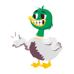 A flat style sticker of worried duck 

