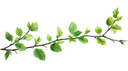 Obraz premium Branch of Green Leaves with White Background