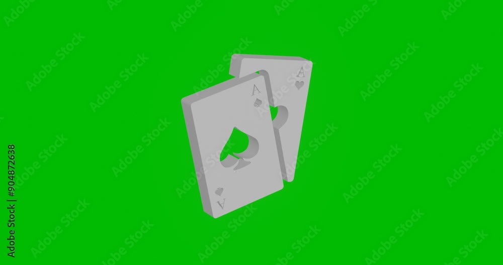 Poster animation of rotation of a white two aces symbol with shadow. simple and complex rotation. seamless 