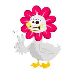 A flat style sticker of funny duckling 


