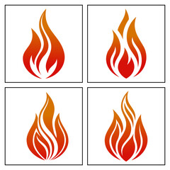 Fire Flame Vector Illustration Design, Icons, Flammable Symbol Silhouette for Graphic Design Element