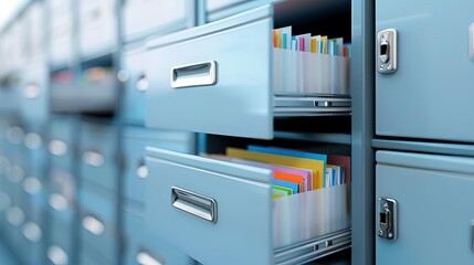 An empty file cabinet with open drawers, illustrating the clearance of business operations