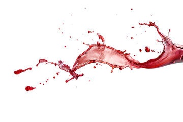 Naklejka premium Red wine splashes gracefully in the air. Wine drops floating in mid-air, isolated on a white background.