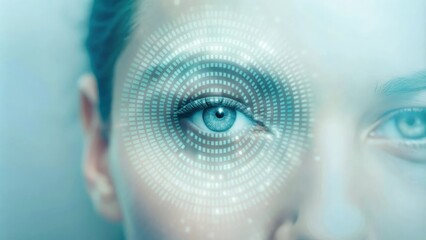 Innovative biometric data processing background with numbers
