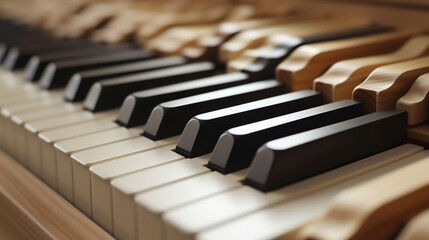 Close-Up View of Piano Keys Capturing Musical Essence in Natural Light