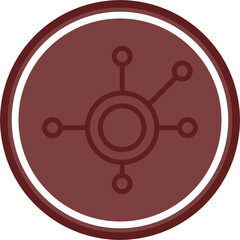 Obraz premium Network Nodes Connected Vector Line Double Circle Maroon