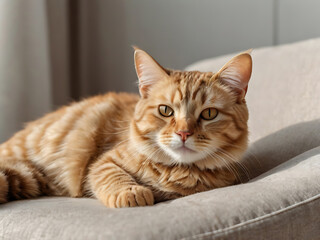 cute cat is sitting on the bed