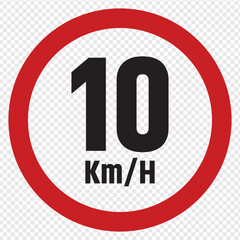 Speed limit sign 10 km h icon . vector illustration. eps 10