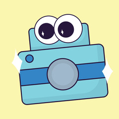 simple colorful camera mascot icon illustration