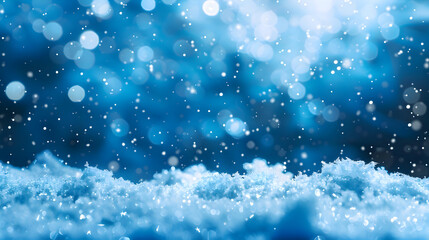 Obraz premium blue merry christmas Ornaments with balls on snowy decorations background,generative ai